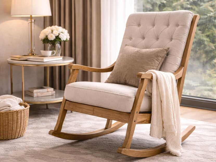 Luxury Wooden Rocking Accent Chair
