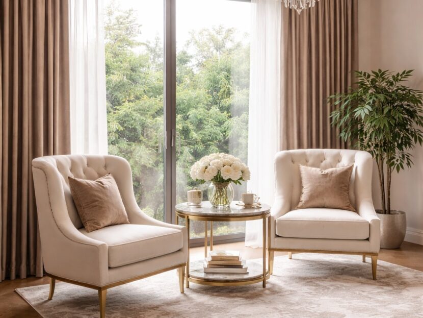 Luxury Upholstered Accent Chairs Set