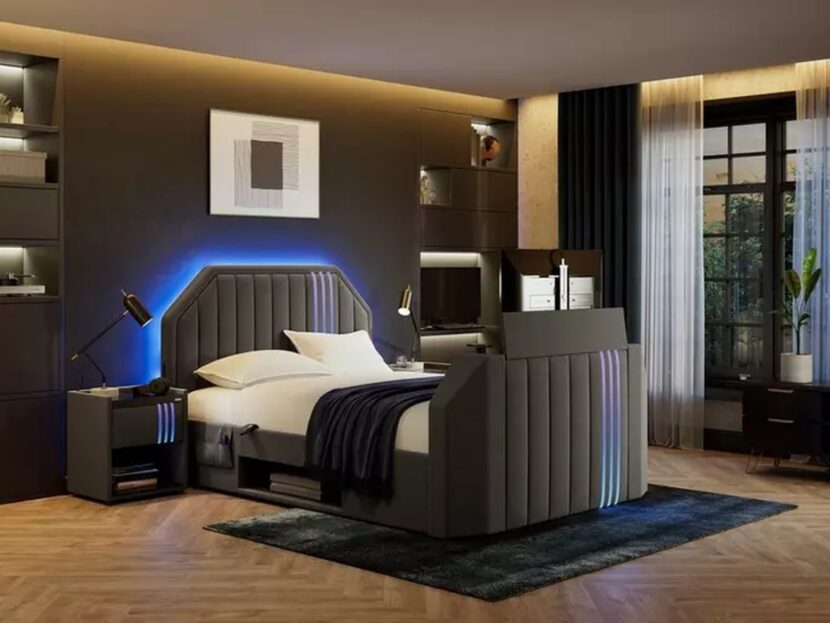 Modern LED Upholstered Bed Set