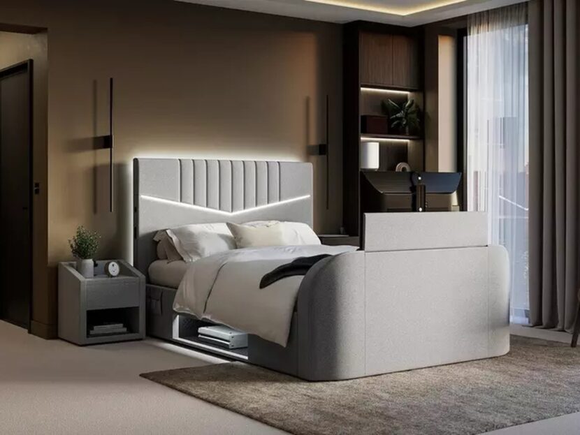 Modern Upholstered LED Bed Set